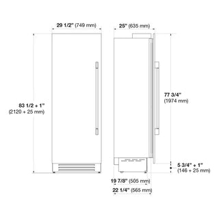 F7SFC30S1-L 30” CONGELADOR IZQUIERDO ITALIANO FREEZER COLUMN LEFT HINGE FULGOR Milano