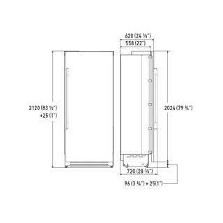 F7SRC30S1-R 30” CONGELADOR DERECHO MODULAR ITALIANO FRIDGE COLUMN RIGHT HINGE FULGOR Milano