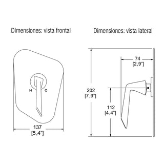PIU-200 MONOMANDO PARA REGADERA O TINA SIN DESVIADOR PIURA. CROMO HELVEX