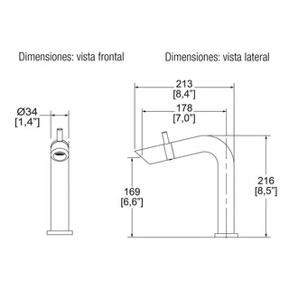 E-922-EB MONOMANDO PARA LAVABO BAMBOO ÉBANO. INCLUYE CONTRA DE PUSH HELVEX