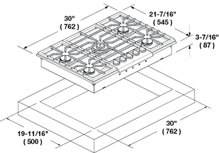 F6PGK305S2 30” PARRILLA ITALANA DE SOBREPONER SOFIA PRO GAS COOKTOP FULGOR MILANO