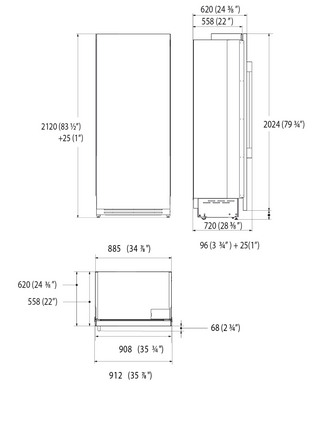F7SFC36S1-L 36” CONGELADOR IZQUIERDO MODULAR ITALIANO FREEZER COLUMN LEFT HINGE FULGOR Milano