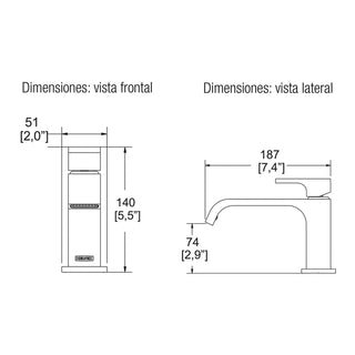 EP-905 MONOMANDO PARA LAVABO VÉRTIKA CROMO. INCLUYE CONTRA DE PUSH 5.7 L/MIN, ECOLVEX HELVEX