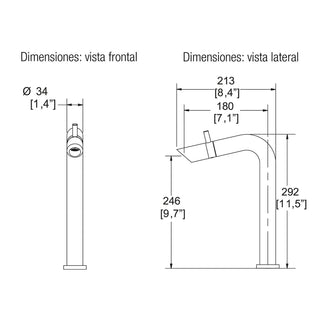 E-923 MONOMANDO ALTO PARA LAVABO BAMBOO CROMO. INCLUYE CONTRA DE PUSH HELVEX