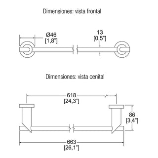 9105 TOALLERO DE BARRA NUVA CROMO HELVEX